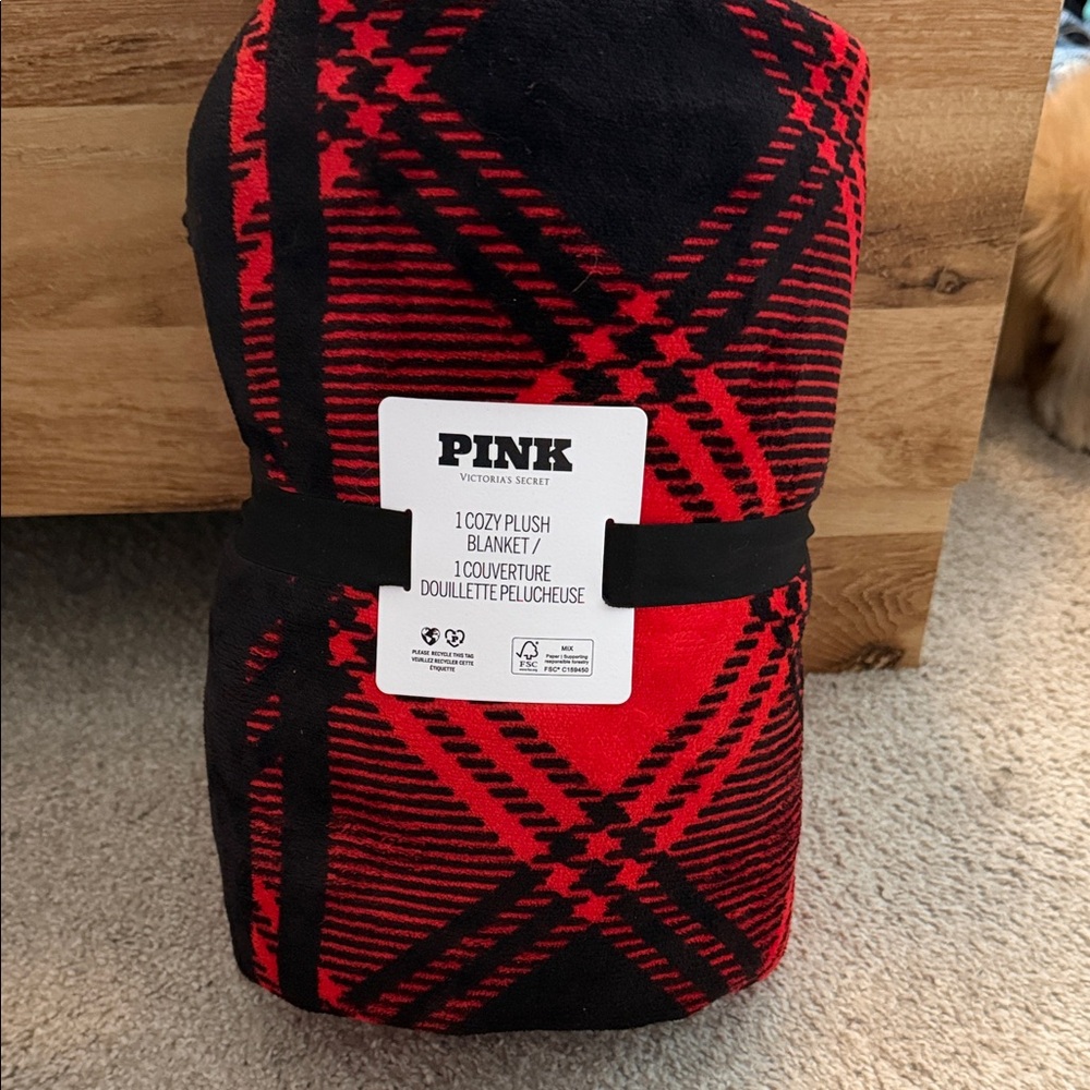 PINK Victoria's Secret Red and Black Blanket